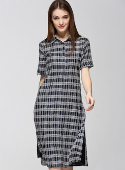 Vintage Checkered Short Sleeve A-Line Skater Dress With Underskirt