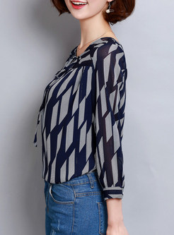 Casual Geometric O-Neck Patch Loose T-Shirt