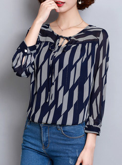 Casual Geometric O-Neck Patch Loose T-Shirt