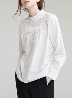 Chic Hollow Out Turtle Neck T-shirt