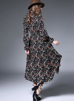 Fashion Print A-line Chiffon Maxi Dress