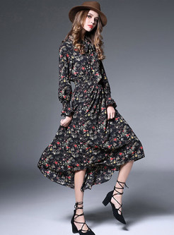 Fashion Print A-line Chiffon Maxi Dress