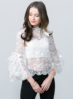 Sexy Hollow Embroidery Falbala Top