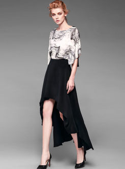 Modern Asymmetric Big Hem Silk Skirt