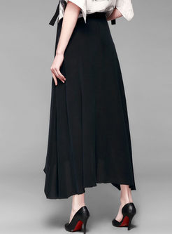 Modern Asymmetric Big Hem Silk Skirt
