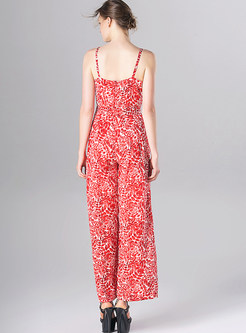 Sexy V-neck Floral Print Jumpsuits