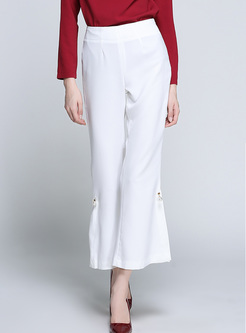 Brief Loose Solid Color Ankle-Length Wide Leg Pants