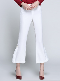 Brief Loose Solid Color Ankle-Length Wide Leg Pants