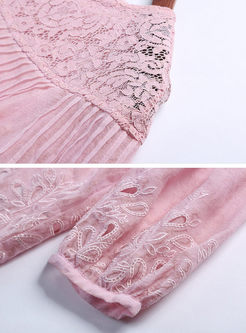 High-end Lace Patchwork Embroidery Hollow Out T-shirt