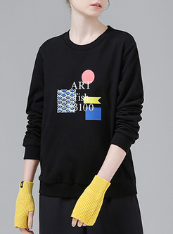 Stylish Hit Color Letter Print Sweatshirt
