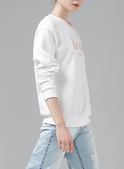 Brief Loose Letter Embroidery Sweatshirt
