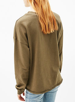 Fashionable Oversize O-neck Lace-up Sweatshirt