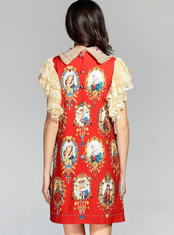 Ethnic Embroidery Hit Color Shift Dress