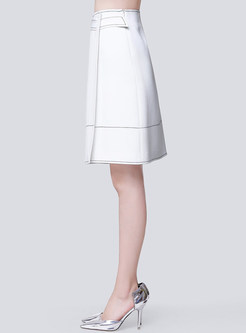 Brief Asymmetric A-Line White Skirt