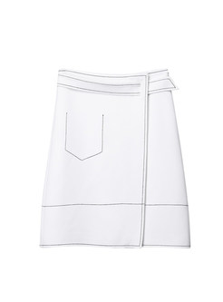 Brief Asymmetric A-Line White Skirt