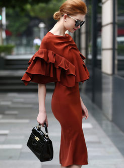 Elegant Slim V-neck Sleeveless Bodycon Dress With Stylish Falbala Short Top