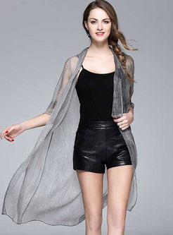Brief Thin Half Sleeve Silk Coat With Underskirt