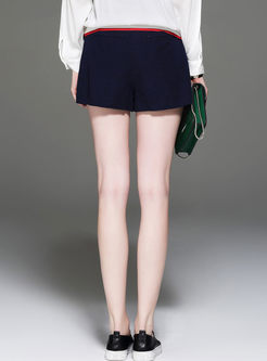 Casual Blue Ring Decoration Shorts