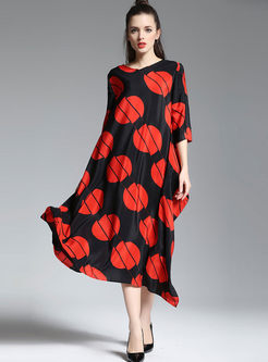 High-end Oversize Print Silk Maxi Dress