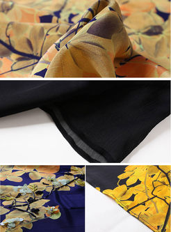 High-end Oversize Print Silk Shift Dress