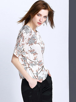 Casual Print Short Sleeve Pullover T-Shirt 