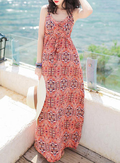Bohemian Sleeveless Print Loose Maxi Dress