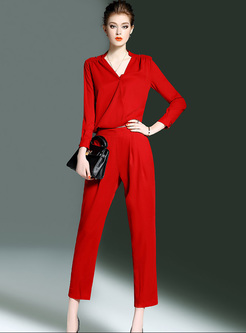 Work Pure Color Slim Removable Two-piece Outfits