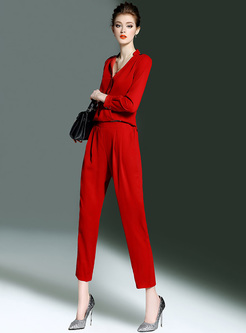 Work Pure Color Slim Removable Two-piece Outfits