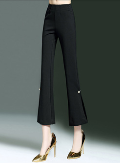 Brief Black Pearl-patch Flare Pants