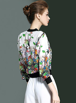 Stylish Floral Print Short Coat
