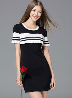 Chic Hit Color Short Sleeve Knitted Dress