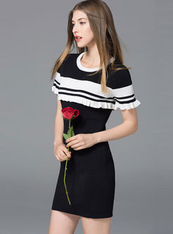 Chic Hit Color Short Sleeve Knitted Dress