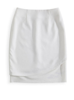 Work Solid Color Asymmetric Slim Skirt