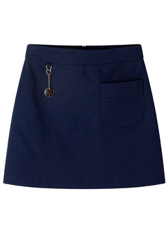 Brief Short Solid Color Mini Slim Skirt