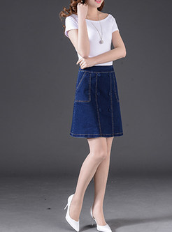 Fashion A-line Pure Color Skirt