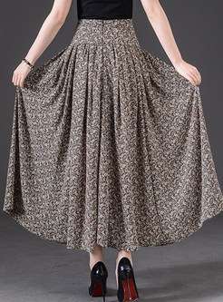 Ethnic Chiffon Print Slit Skirt