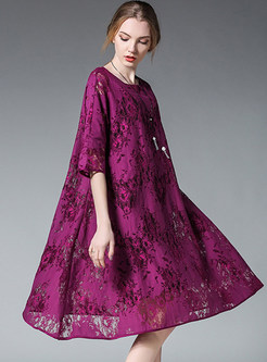 Vintage Lace Loose Half Sleeve Shift Dress