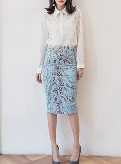 Elegant High Waist Slit Floral Print Skirt
