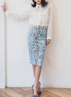 Elegant High Waist Slit Floral Print Skirt