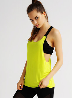 Sexy Sleeveless Hit Color Tops