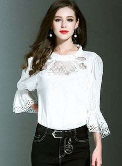 Sexy Loose Hollow Out Embroidery T-shirt