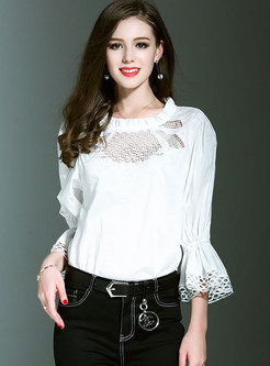 Sexy Loose Hollow Out Embroidery T-shirt