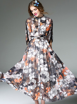 Bohemian Print Half Sleeve Maxi Dress