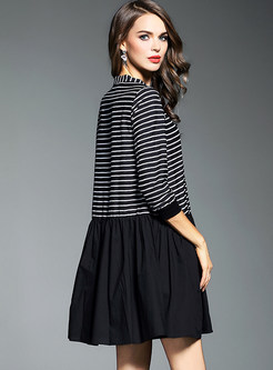 Modern Oversize Loose Stripe Patchwork Shift Dress