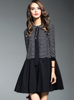 Modern Oversize Loose Stripe Patchwork Shift Dress