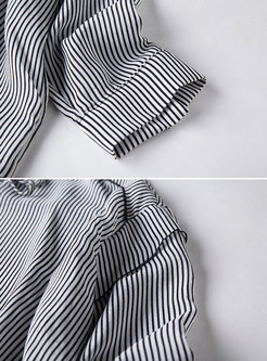 Stylish Three Quarter Sleeve Stripe Blouse