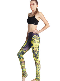 Slim Tight Elastic Print Yoga Fitness Long Pants
