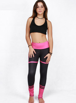 Slim Color-block Print Yoga Fitness Sport Pants