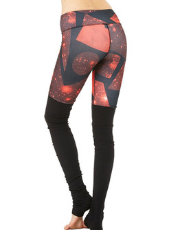 Stylish Digital Print Patchwork Yoga Sports Stirrup Leggings