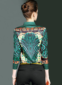 Chic Hit Color Print Long Sleeve Blouse